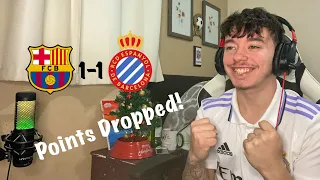 MADRID FAN REACTS TO BARCELONA 1-1 VS ESPANYOL! (BARCA DROP POINTS)