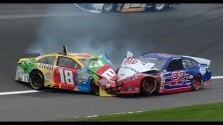 Busch and Logano crash at Kansas!