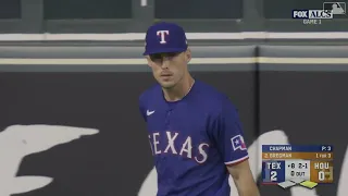 Evan Carter Makes an Incredible Leaping Catch at the Wall to Rob Alex Bregman of Extra Bases!