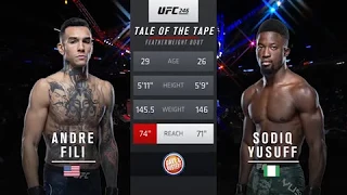 UFC246: Sodiq Yusuff vs Andre Fili Fight Highlights