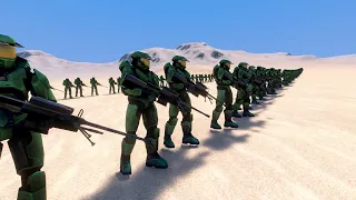 15.000 MEDIEVAL UNITS vs Two line of HALO SPARTANS | Ultimate Epic Battle Simulator