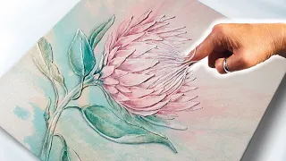 UNBELIEVABLE Protea Flower Art made with EASY Paste - You can try this!! | AB Creative Tutorial