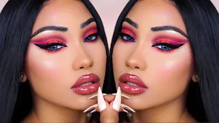 BOLD COLORFUL CUT CREASE MAKEUP TUTORIAL | Melly Sanchez