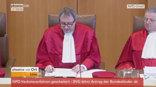 BVerfG: Entscheidung und Begründung im NPD-Verbotsverfahren am 17.01.2017