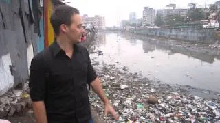 Slums open sewage Mumbai, India