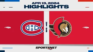 NHL Highlights | Senators vs. Canadiens - April 13, 2024