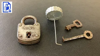 676. Abus Lock Co Germany 4 lever padlock No.425/35 picked open with filed down key to tension bolt