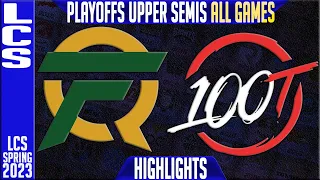 FLY vs 100 Highlights ALL GAMES | LCS Spring 2023 Playoffs Upper Semifinal | FlyQuest vs 100 Thieves