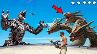 KING GHIDORAH vs MechaGodzilla Fight AND Destroys Los Santos In GTA 5 | EPIC BATTLE