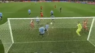 Handball by Suarez from Uruguay. Ghana VS Uruguay 2010 RED CARD