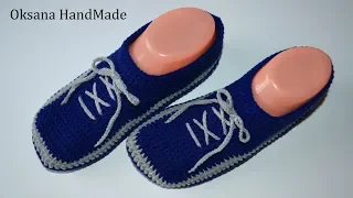 Кеды мокасины крючком, домашние тапочки. Crochet Slippers