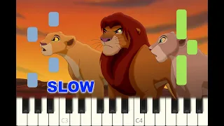 SLOW piano tutorial "NOT ONE OF US" The Lion King 2, Disney, with free sheet music