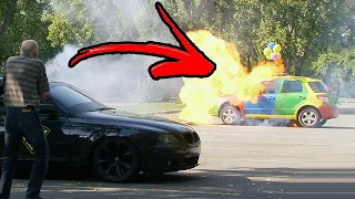 Car Explodes In Parking Lot  | Just For Laughs Gags