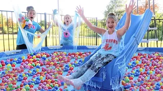600 GALLONS OF BALL PIT SLIME IN A POOL! Elmer's What If Mystery Box Challenge!