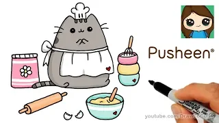 How to Draw Pusheen Baking Sweets Easy