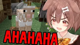 Korone Laughs Like an Evil Villain When She Learns How to Shear Sheep in Minecraft [Hololive]