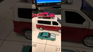 Two welly cars sliding down out of the Volkswagen transporter diecast  car #shorts