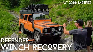 Emergency Winch Recovery up a Mountain | Land Rover Defender | 2000M Dents Du Midi Expedition Rove