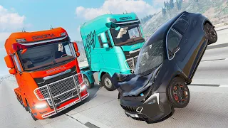 BeamNG CAR HUNT But We Are Driving Giant SEMI TRUCKS! Massive Destruction!