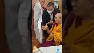 H.H the 43rd Sakya Trizin is blessing by His Holiness the 14th Dalai Lama