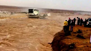 The incredible moment a river is breaking through the Saudi desert after crazy storm