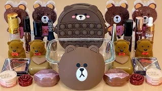 Медведь слайм. 🐻🤎 Добавляю в слайм косметику, блестки и бусины. 👑 ASMR Slime слайм.