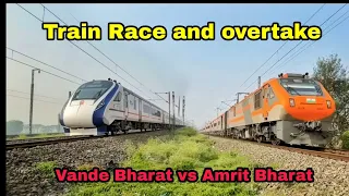 CRAZY Train race and overtake Amrit Bharat+Shaktipunj+Agra SF+Rajdhani attacks Mirzapur at 130kph-IR