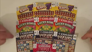 £30 mix of National Lottery UK £3 scratch cards. Can I win big, or will it be a handful of duds?