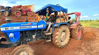 Tochan in Mud Mahindra DI XP PLUS Vs Sonalika Di-35 Tractor | tractor videos
