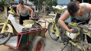 Repair Moto Cub. Complete Restoration Motorbikes Of Scrap. Moto Little Cub Japan  Blacksmith Girl