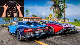 Bugatti Chiron VS McLaren Speedtail (Steering Wheel + Paddle Shifter) Gameplay | Forza Horizon 5