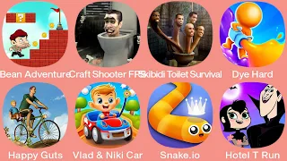 Beach Buggy Racing,Skibydi Merge Toilet,Craft Shooter FPS Battles,Hay Day,Rainbow Garten,Snake.io