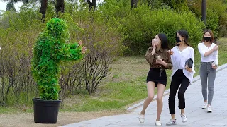 Bushman Prank: Pretty Girls Got Scared. korea girl Reactions