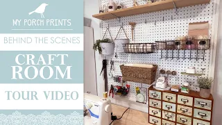 CRAFT ROOM TOUR🤍 | Storage & Organization Ideas | Pegboard | My Porch Prints Junk Journal Tutorials