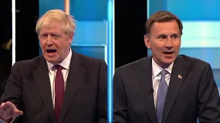 Sparks fly as Tory leadership contenders Boris Johnson and Jeremy Hunt debate their Brexit policies