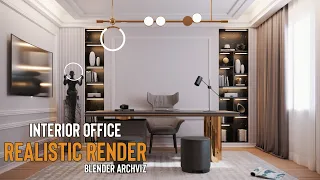 Create Office Interior Design in blender tutorial ( free models )