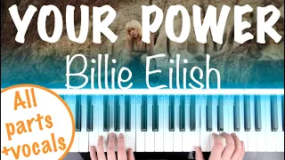 How to play YOUR POWER - Billie Eilish Piano Tutorial | Chords & Accompaniment with singing