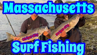 SURF FISHING for STRIPED BASS in Massachusetts Day (Mackerel) and Night (Eels)