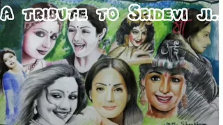 A tribute to legendary actress Sridevi ji || portrait sketches ||by Artist Nikita Shankaran