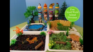 Four Small World Animal Dioramas- Sea, Zoo, Dino,& Insects - Learn Animal Names