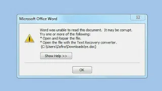 word is unable to read this document, it may be corrupt l How to recovery corrupted word file