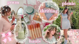 a girly weekend in my life: thrift with me, spring picnic, pr haul, grwm ⋆౨ৎ˚⟡˖ ࣪