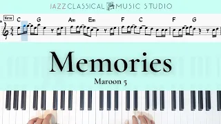 Memories - Maroon 5  | Piano Tutorial (EASY) | WITH Music Sheet | JCMS