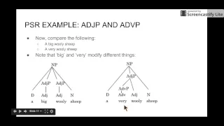 Set 5.3 (part1/3; slide 1-19; 23 minutes) Phrase structure (representing constituency)