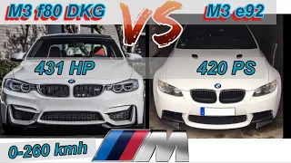 BMW e92 M3 vs BMW f80 M3 DKG | 420 HP V8 vs 431 HP R6 Bi-Turbo