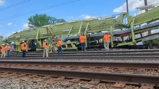 Amtrak Huge MOW Unit Replacing Wooden Ties With Cement Ties Middletown Pa..5/01/2024.