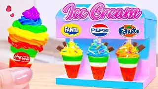 Watermelon Ice Cream Using Coca Cola Pepsi Fanta Sprite 🌈 Miniature Rainbow Ice Cream Recipes 🍭