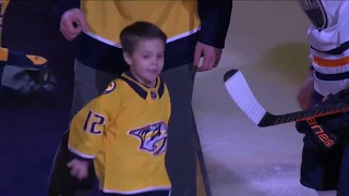 Mike Fisher and Carrie Underwood's 3-year-old son steals show at ceremonial puck drop