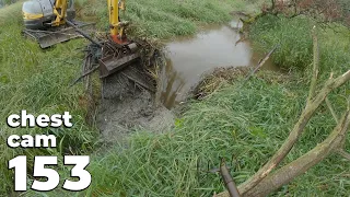 Beaver Dam Removal With Excavator No.153 - Chest Cam