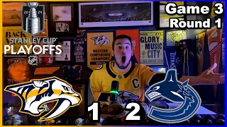 Predators fan reacts to Canucks playoff game 😡 (Game 3, Round 1) 4/26/24